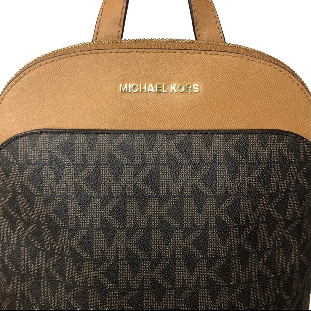 MICHAEL KORS MK Monogram Bicolor Leather & Coated Canvas Tech Backpack NWT - Picture 3 of 17